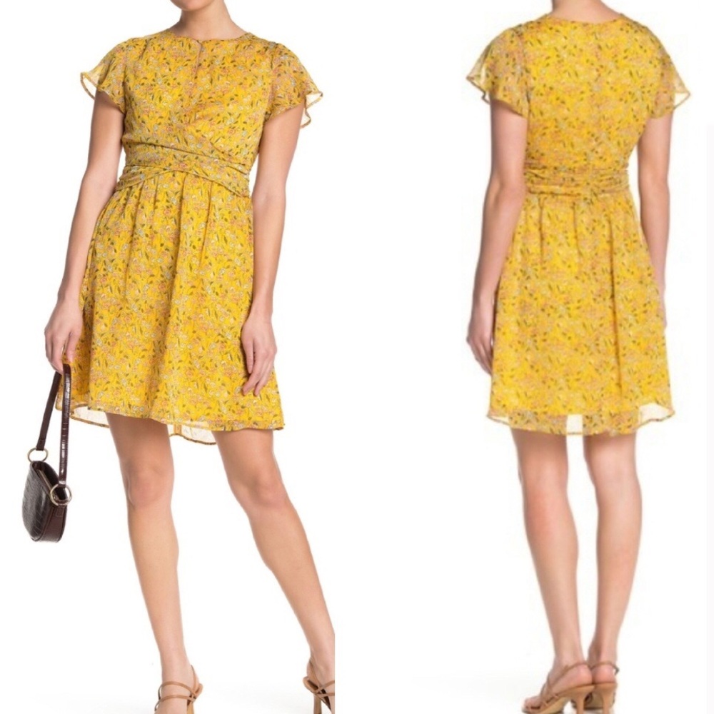 Sam Edelman Printed Chiffon Draped Mini Dress